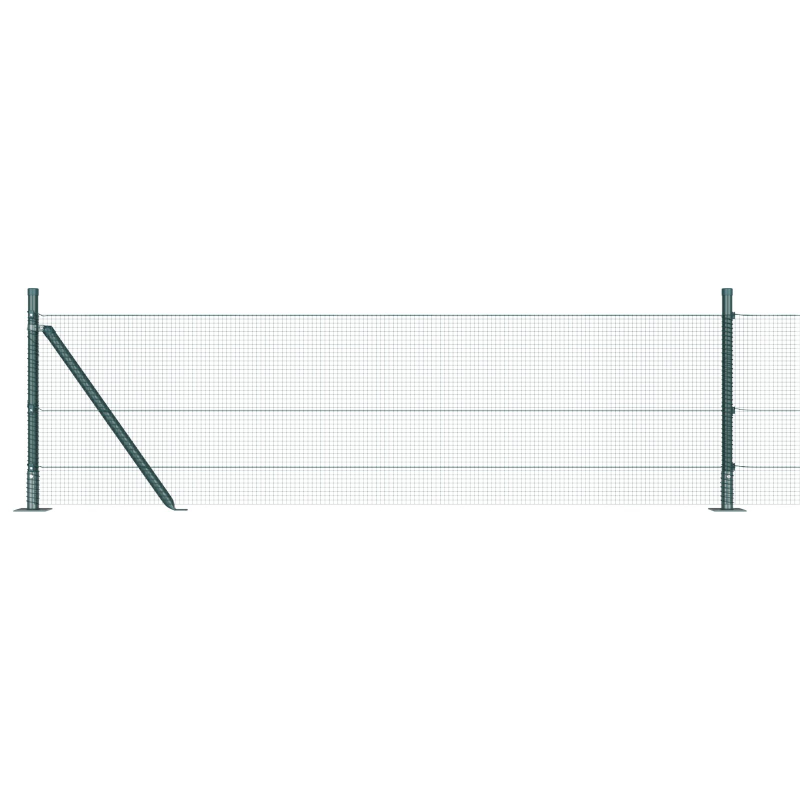 Gegossener Drahtzaun mit 13 Flanschpfosten Grün 0,4x25 m Stahl