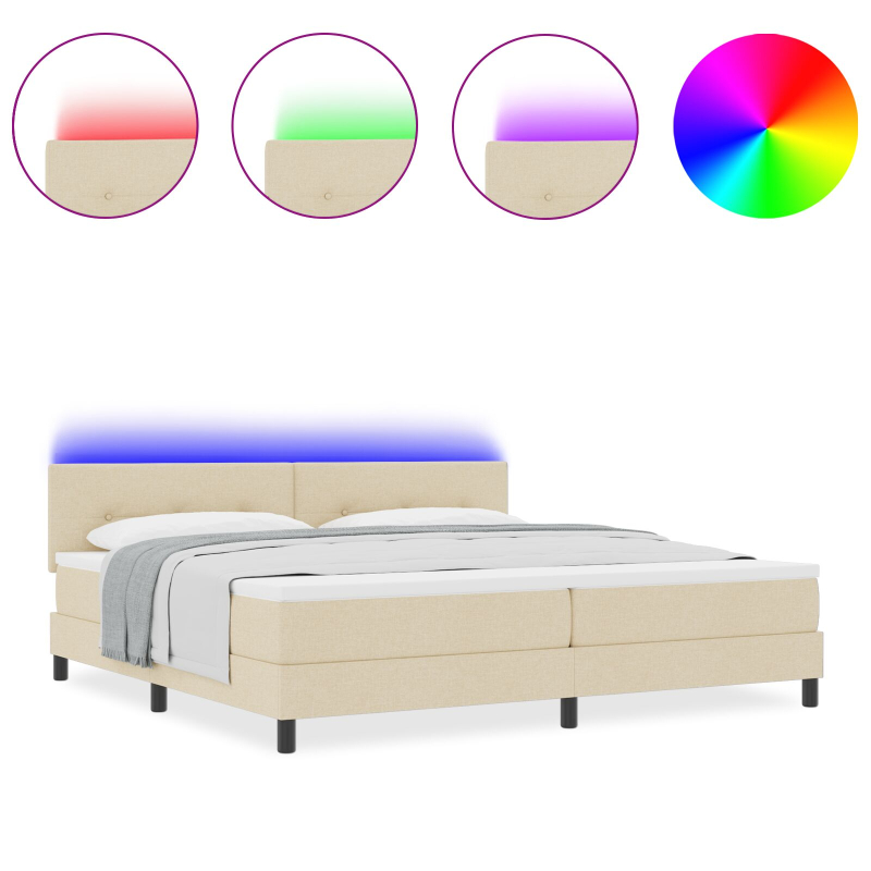 Bettgestell mit Matratze Beige Stoff 200 x 200 cm Bettmatratze