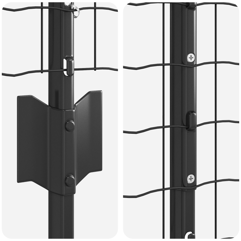 Eurozaun mit 10 U-Posten Grau 1,5x10 m Stahl