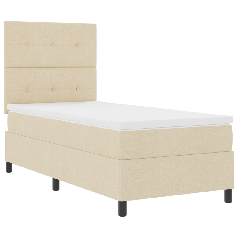 Beige Boxspringbett mit Matratze 90x200 cm aus Stoff