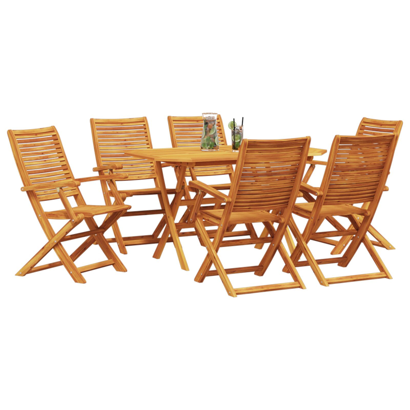 7-teiliges Garten-Esszimmer-Set aus massivem Akazienholz