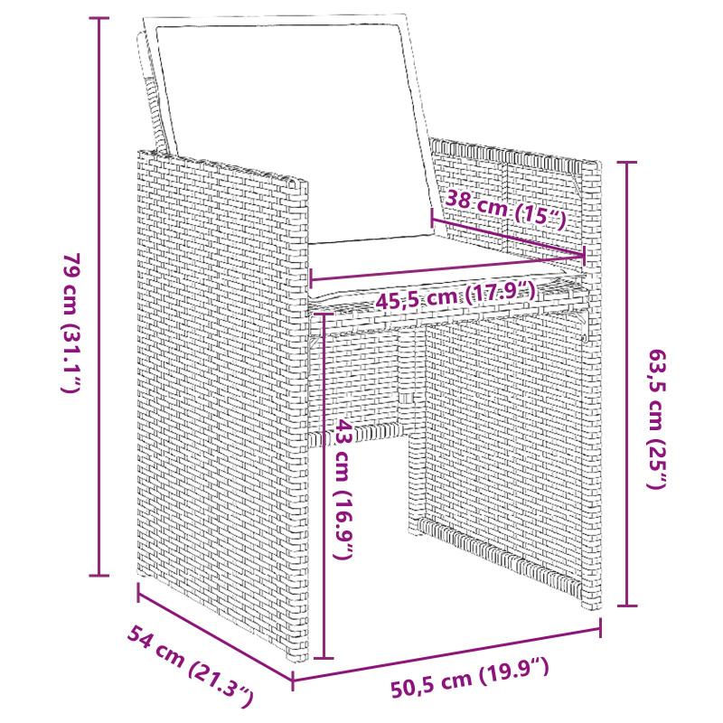 5-teilige Garten-Essgruppe mit Kissen Braun Poly-Rattan