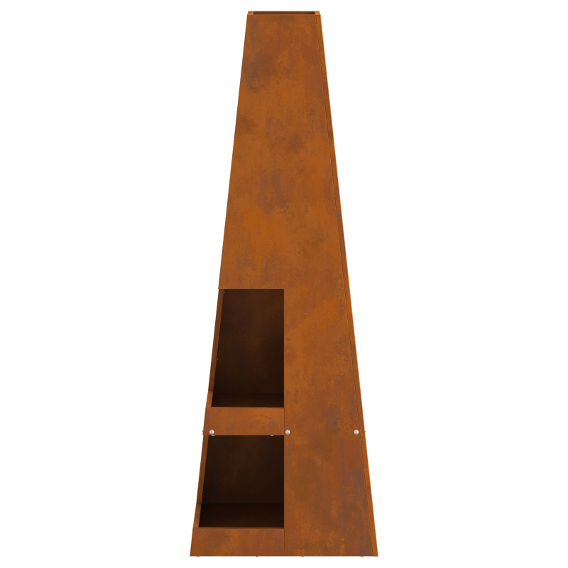 Feuerstelle mit Holzlager 35x35x100 cm Wetterstahl