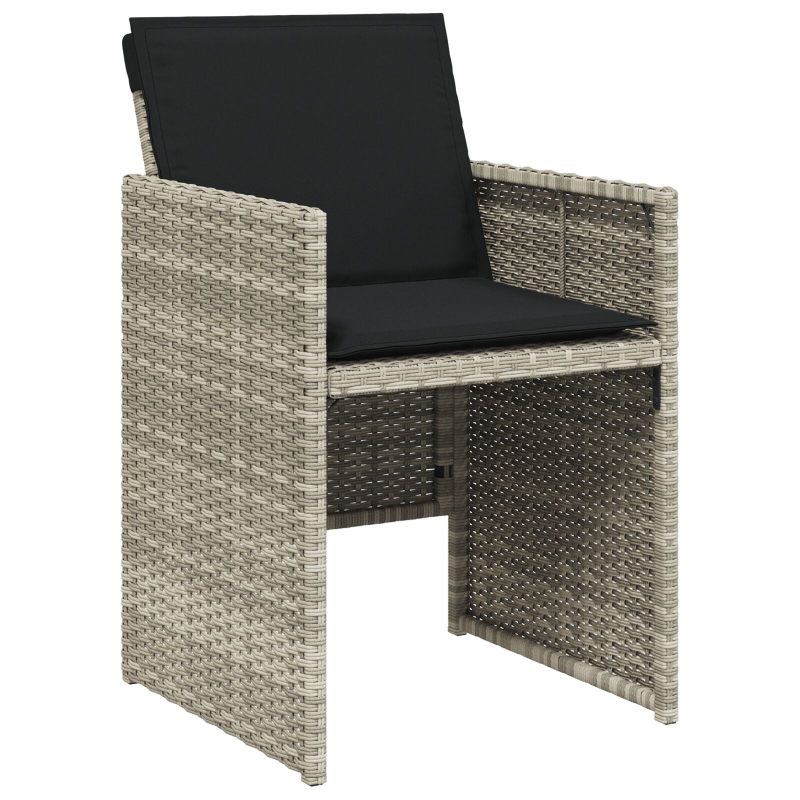 5-teiliges Garten Ess-Set mit Kissen, hellgrau, Poly Rattan