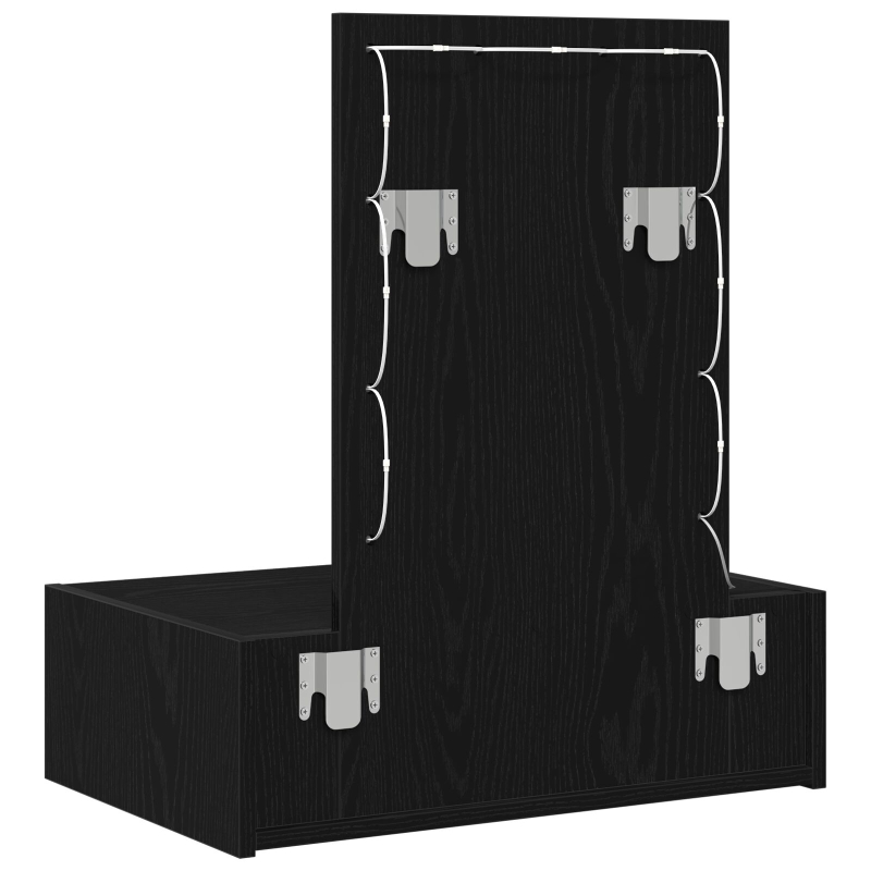 Wandmontierter Schminktisch mit LED-Lichtern - Schwarze Eiche