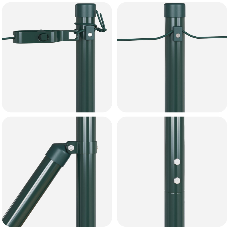 Zaunpfosten 26 Stück Grün Ø32 mm 210 cm Verzinkter Stahl