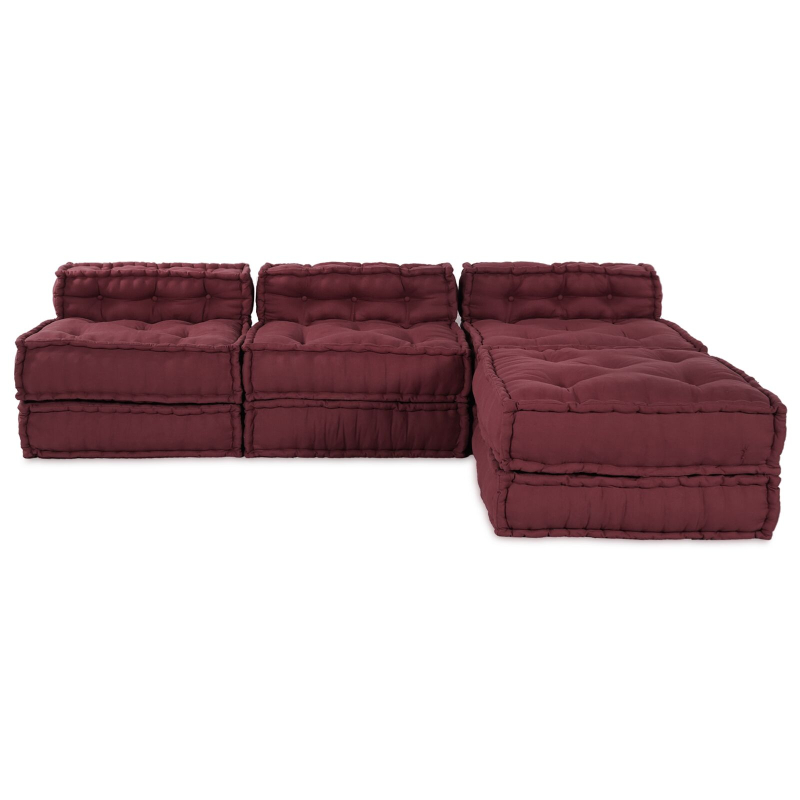 Modulare Poufs 4er Set in Burgundy-Stoff