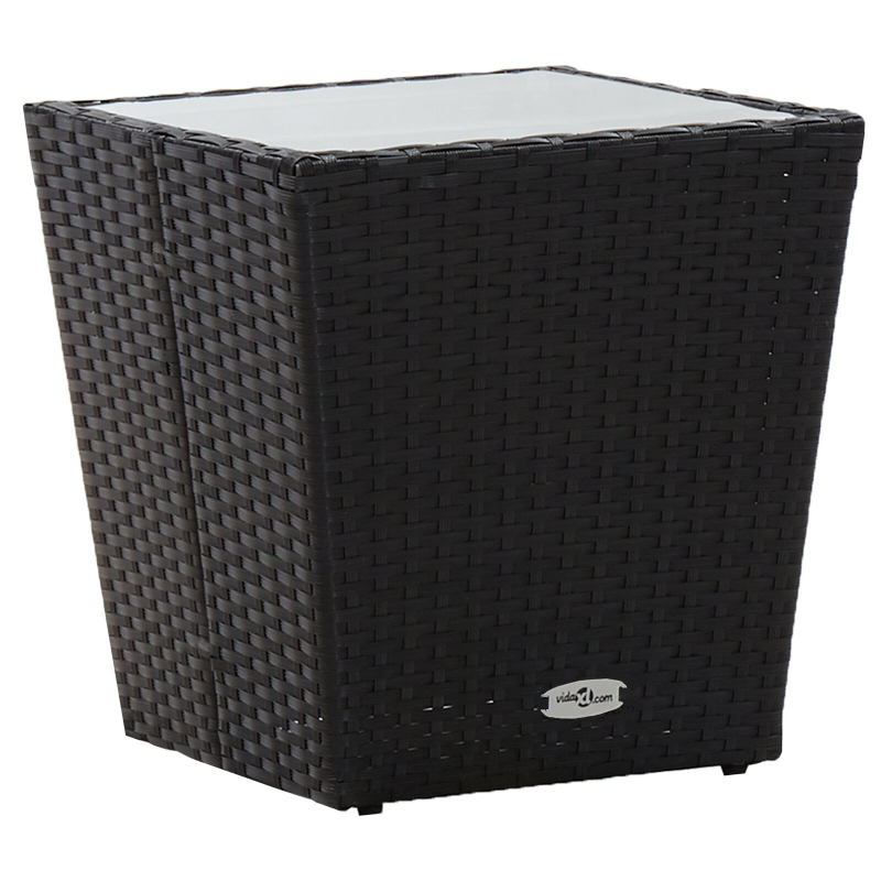 3-teiliges Garten-Bistroset mit Kissen Schwarz Poly Rattan