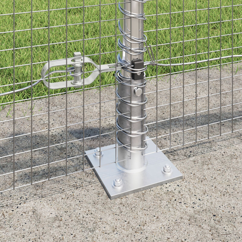 Welded Wire Zaun mit 13 Flanschpfosten 0,6x25 m Verzinkter Stahl