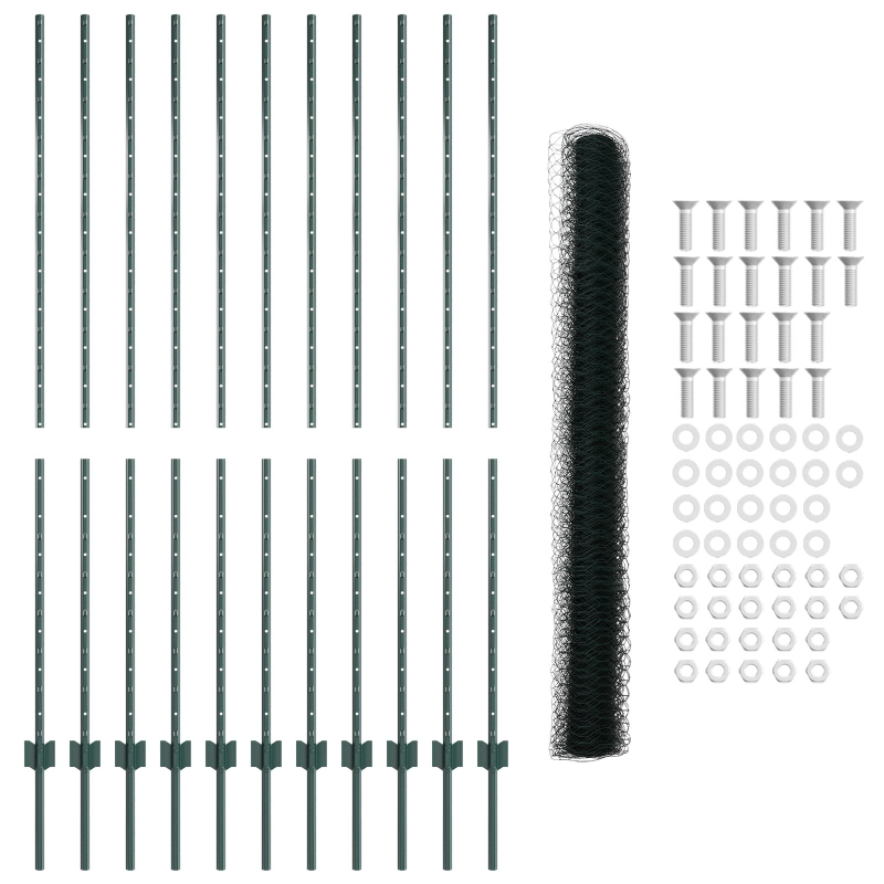 Gartenzaun Set 2er Set Grün Metall 25 x 1,5 m Gartenzaun