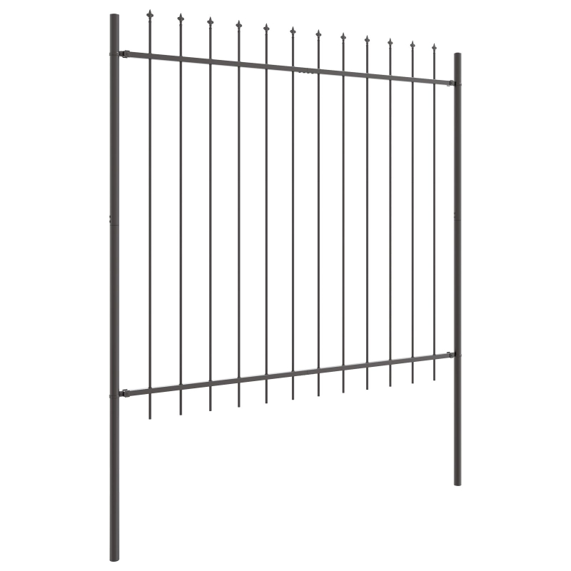 Gartenzaun mit Speerkopf Grau 5,1x1,5 m Stahl