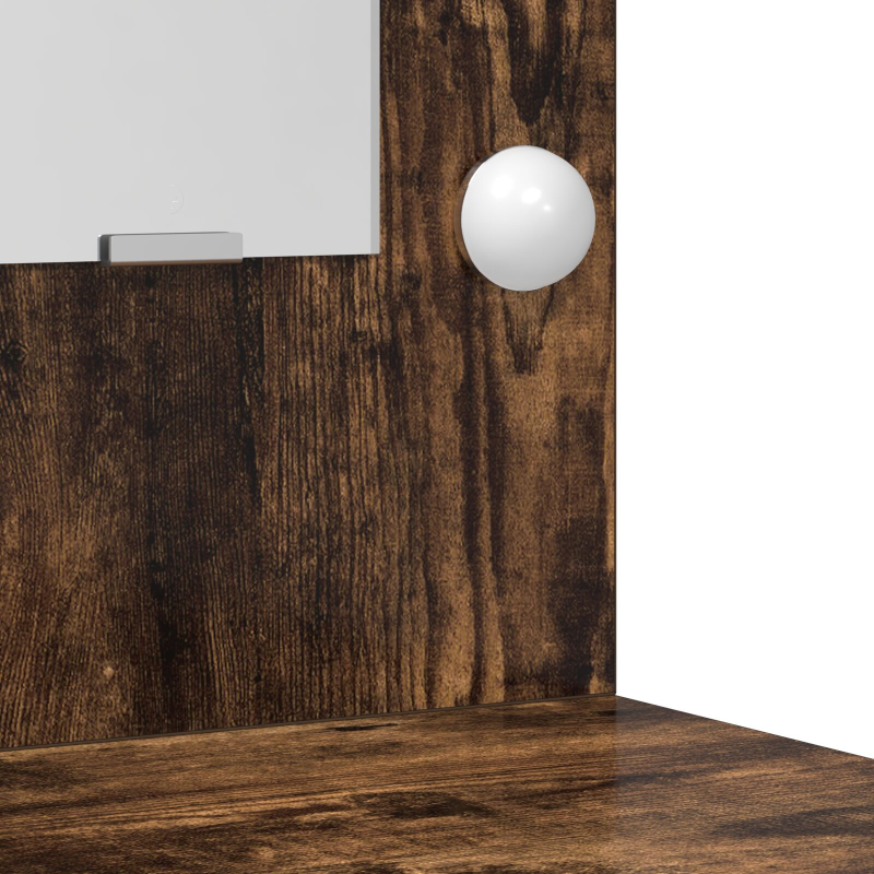 Dressing Tisch mit LED Lichtern Geräuchert Eiche 78,5x41x135 cm