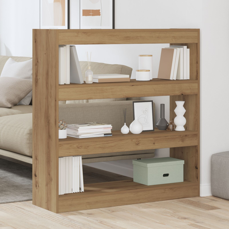 Bücherregal/Raumteiler in handwerklicher Eiche - 100x30x103cm, aus Holzwerkstoff