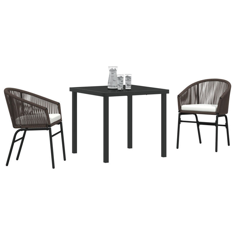 3-teiliges Garten-Essset Braun Poly-Rattan