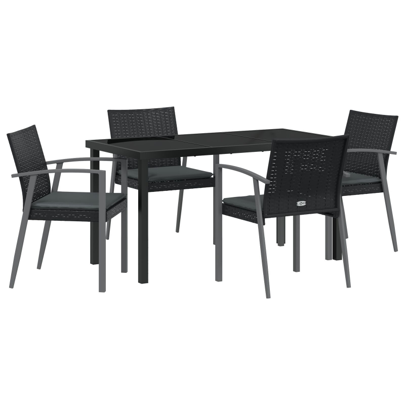 Set aus 3 Schwarz PE-Rattan, Stahl 56,5x57x83 cm Langlebig