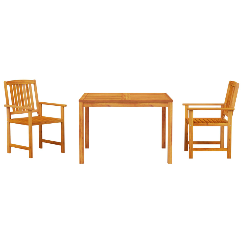 3-teiliges Garten-Esszimmer Set aus massivem Akazienholz