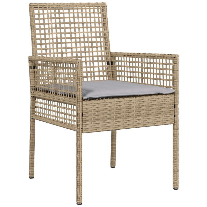 3-teilige Garten Essgruppe Beige Poly Rattan