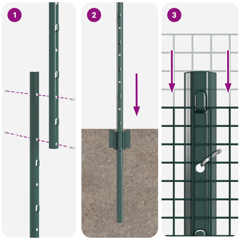 Gartenzaun Set Set aus 2 Grün Verzinkter Stahl 25 x 1 m