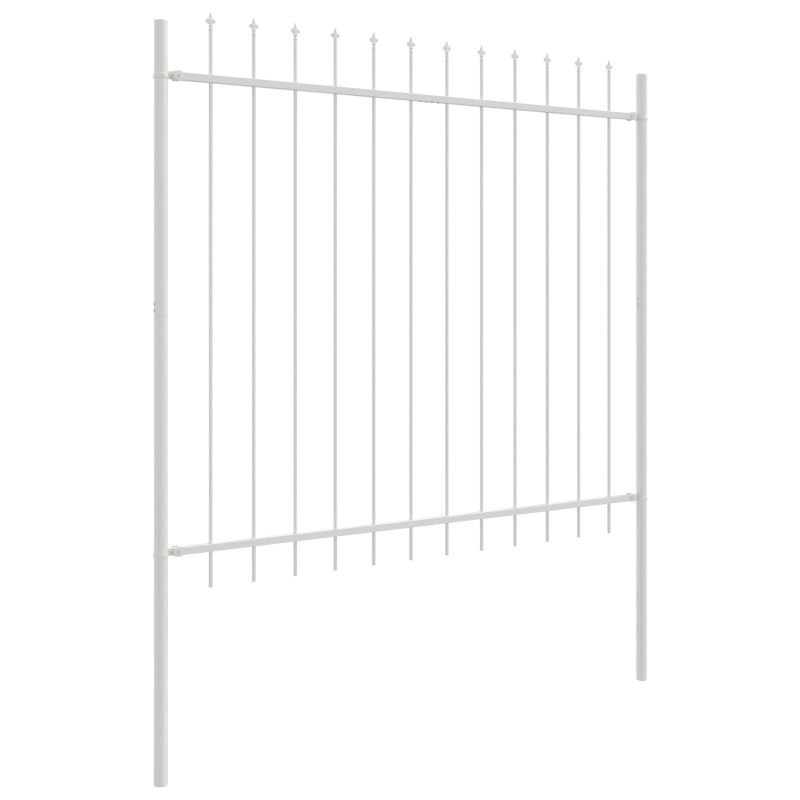 Gartenzaun mit Speerspitze, weiß, 10,2x1,5 m, aus Stahl