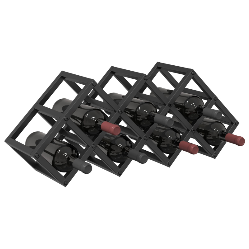 Weinregal für 9 Flaschen, 63x16,5x25 cm, pulverbeschichteter Stahl