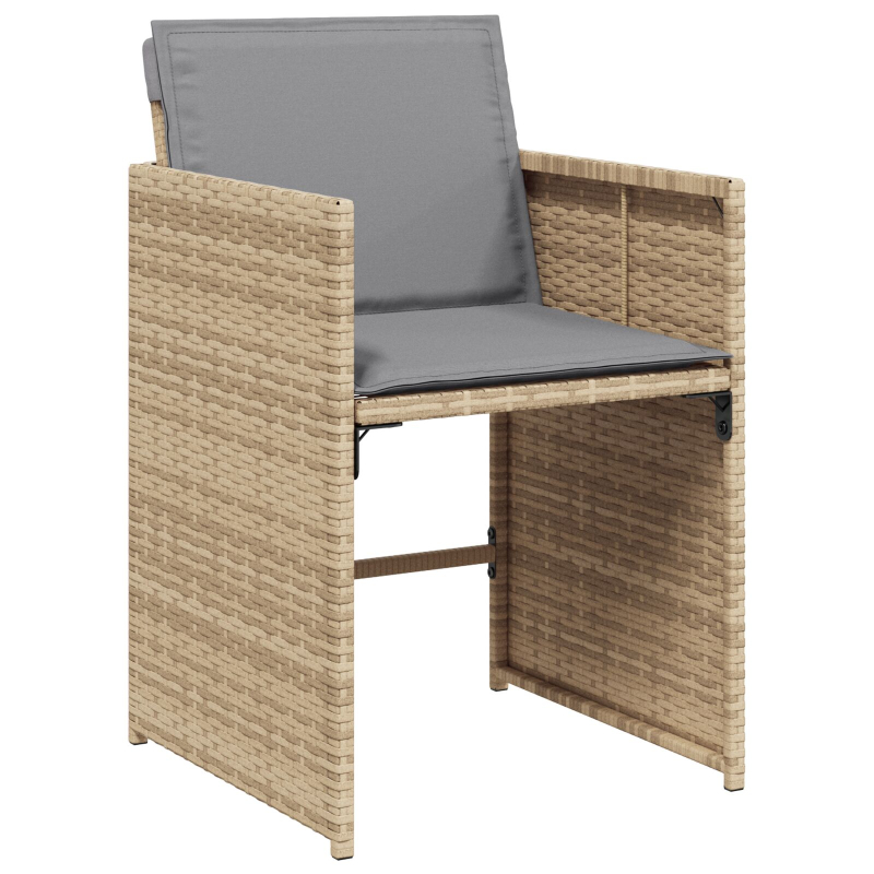 5-teiliges Garten-Ess-Set mit Kissen Beige Poly Rattan