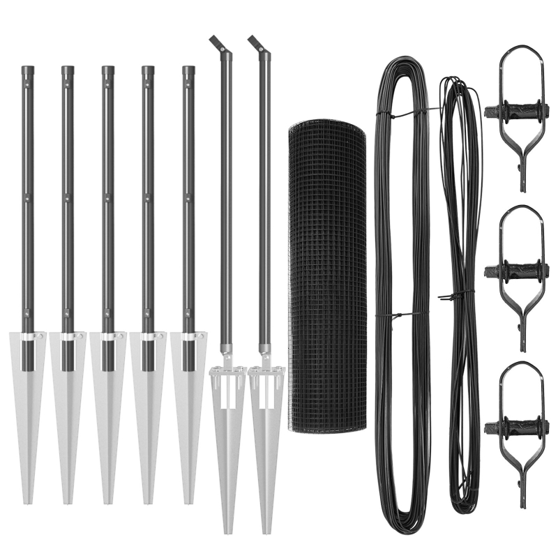 Graues Zaunpfosten Set 2er Set Grau Verzinkter Stahl 10 x 0.5 m