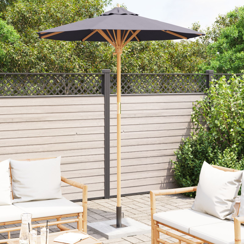 Garten-Sonnenschirm dunkelgrau 180x230 cm aus Bambus