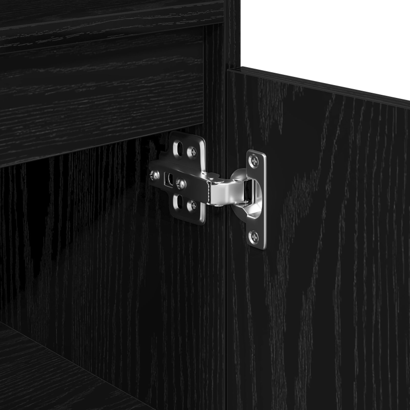 Badezimmer Schrank Schwarz Eiche 30x30x100 cm Holzwerkstoff