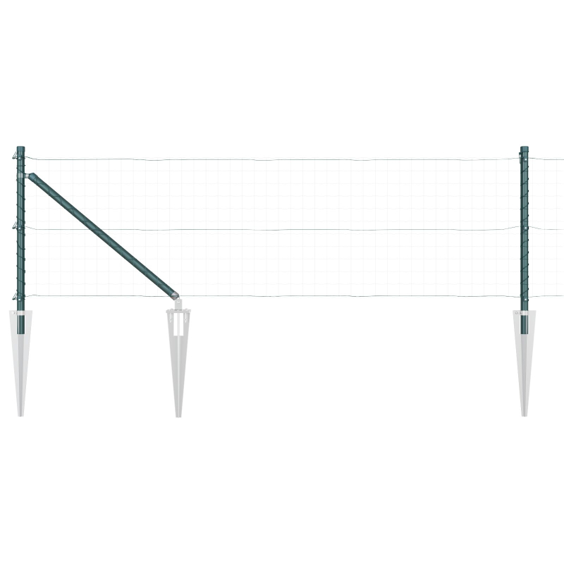 Pfosten mit Spitze 52 Stück Ø32 mm 60 cm Verzinkter Stahl