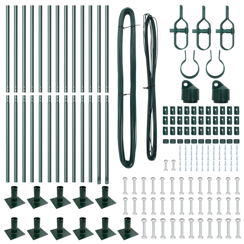 Zaunpfosten Set 26 Teile Grün Metall 3,2 x 3,2 x 83,5 cm