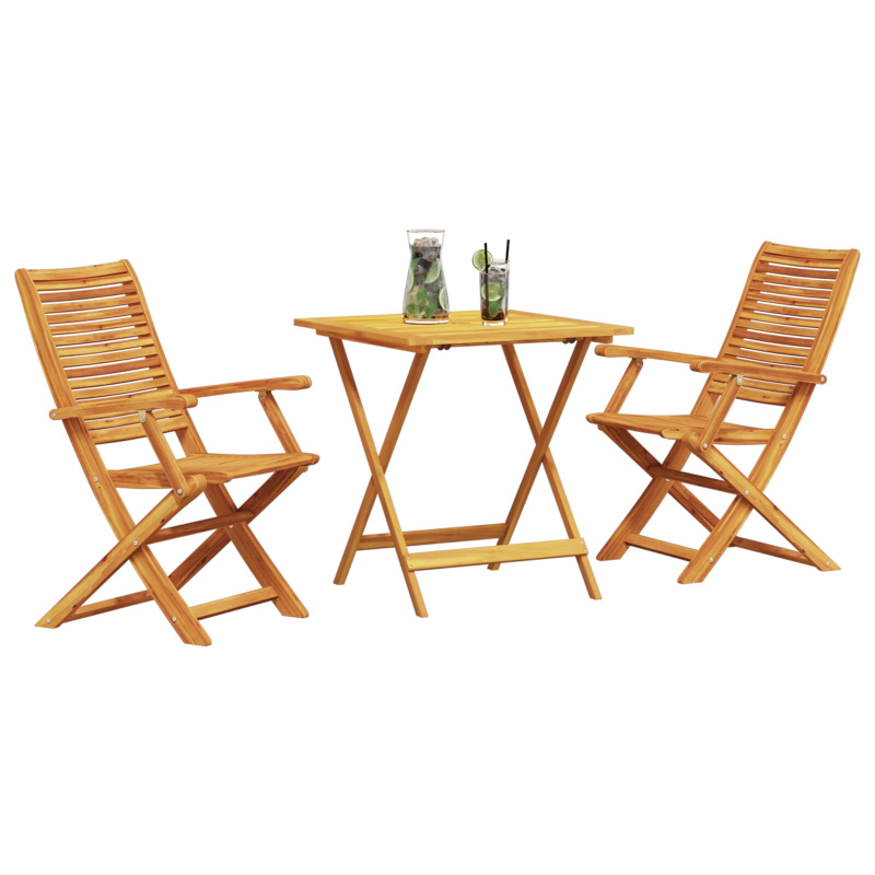 3-teiliges Klapp-Bistroset aus solidem Akazienholz