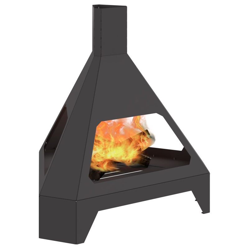 Feuerschale mit Schornstein Schwarz 50x43x52 cm Stahl