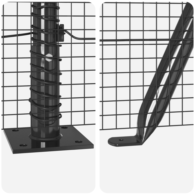 Graues Zaunpfosten-Set Set aus 2 Grau Metall 25 x 0.5 m Robust