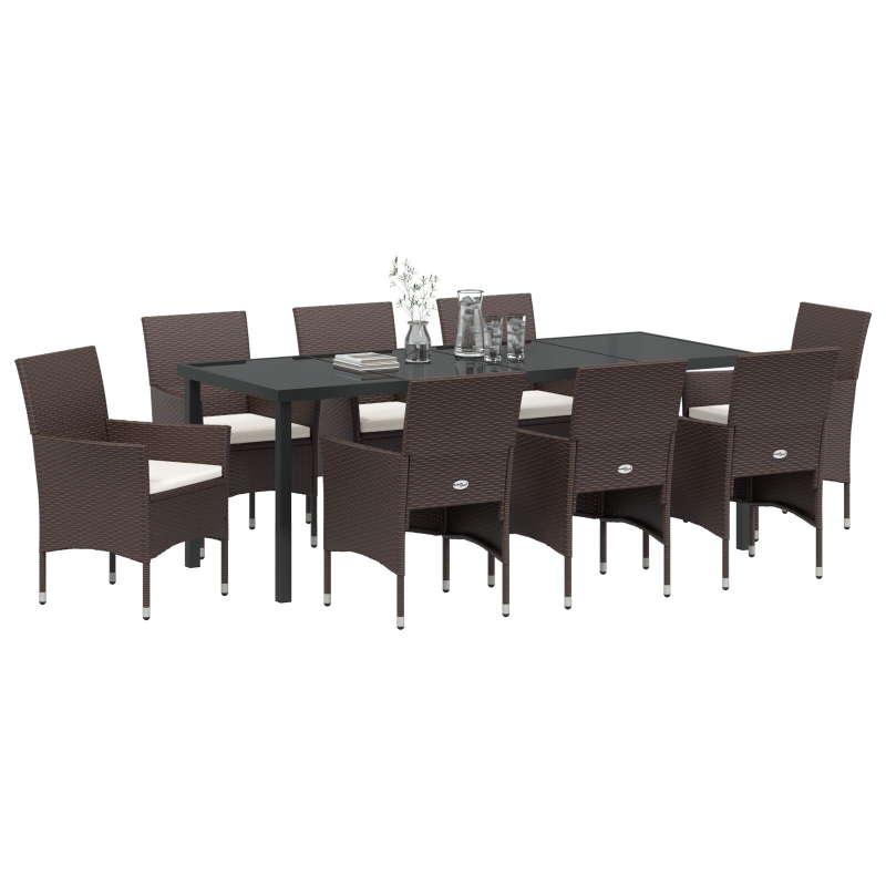 9-teiliges Garten-Essset Braun Poly-Rattan