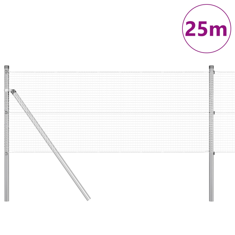 Schutzzaun mit 13 Pfosten 0.6x25 m aus verzinktem Stahl
