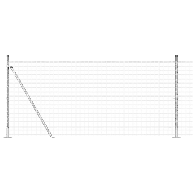 Geschweißter Drahtzaun mit 13 Flanschpfosten 1x50 m Galvanisierter Stahl