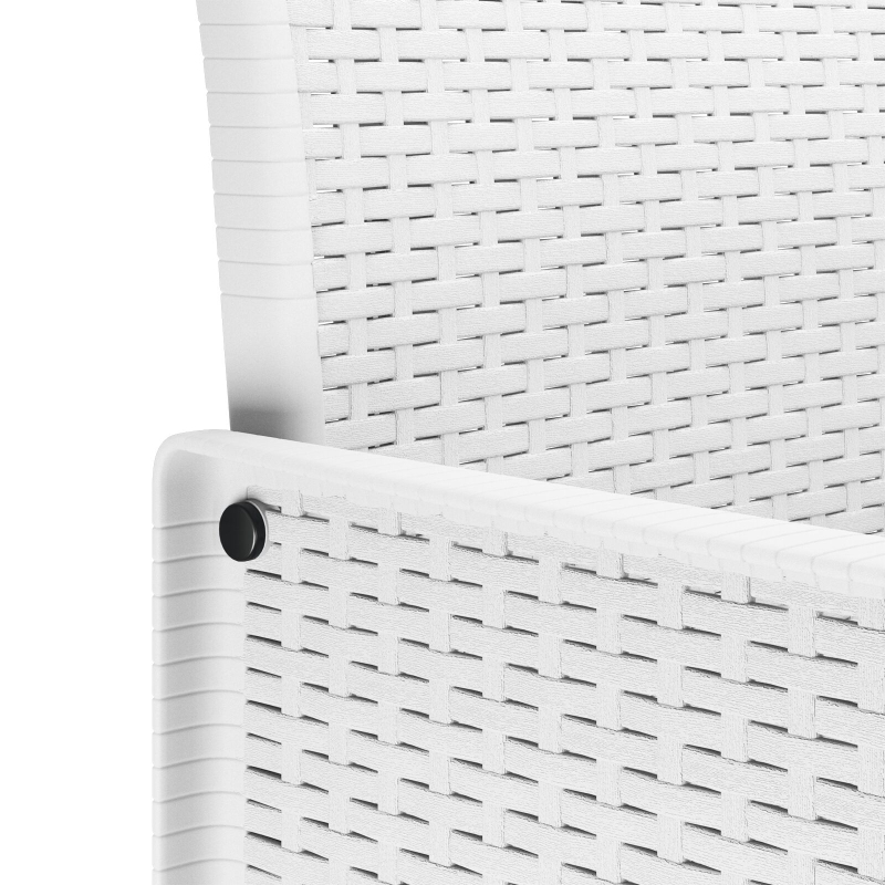 11-teiliges Garten Essgruppe mit Kissen Weiß Poly-Rattan