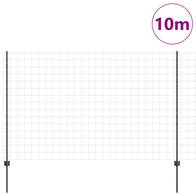 Eurozaun mit 10 U-Posten Grau 1,5x10 m Stahl