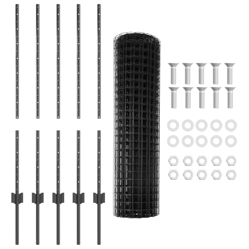 Gartenzaunset Set aus 2 Grau Pulverbeschichteter Stahl 10 x 1 m