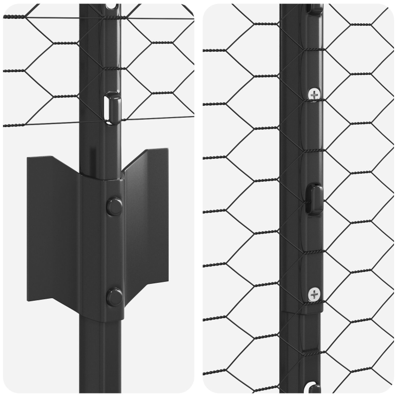 Zaunpfosten 22 Stück U-Kanal Grau 140 cm Stahl, Sechseckiger Zaun Grau 1,4x25 m Stahl