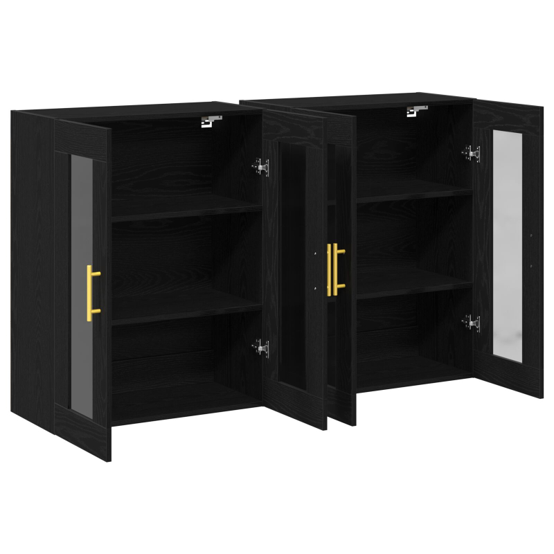 Wandmontierter Schrank Set von 2 Schwarze Eiche Holzwerkstoff