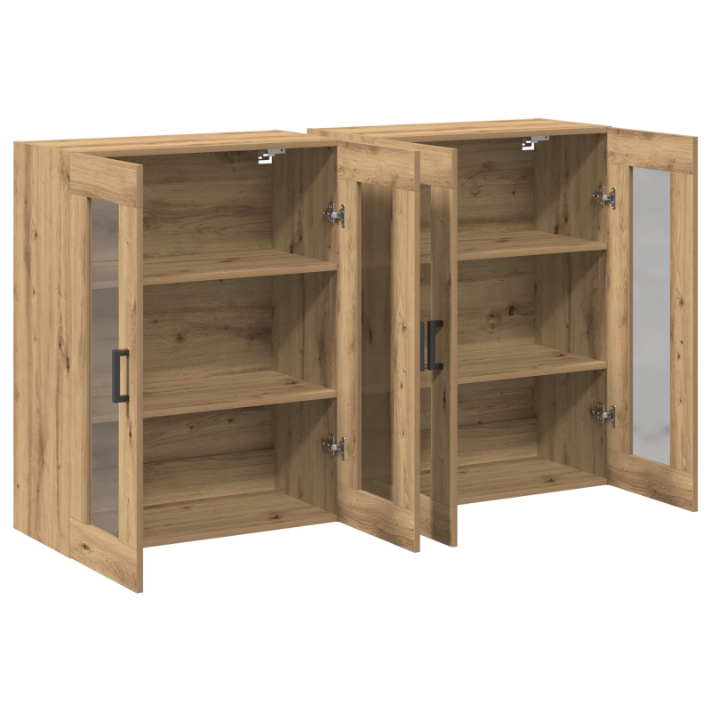 Wandmontierter Schrank Set aus 2 Artisan Eiche Holzwerkstoff