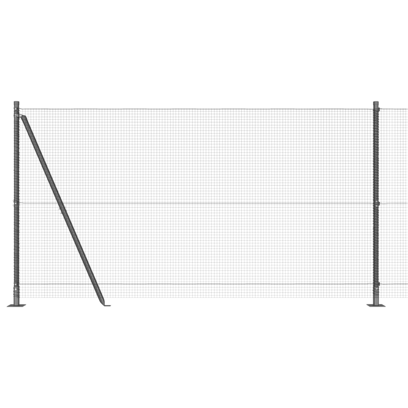 Geschweißter Drahtzaun mit 13 Flanschpfosten Grau 1,2 x 50 m Stahl