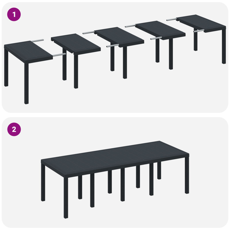 11-teiliges Garten Esstischset mit Kissen Anthrazit Poly Rattan