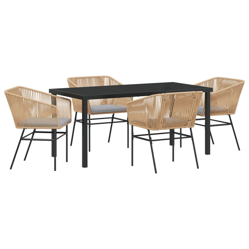 Set aus 3 Braun PE-Rattan Standard UV-beständige Materialien