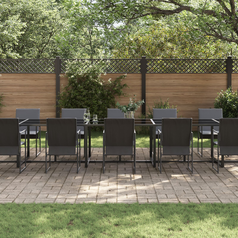 19-teiliges Garten-Esszimmer-Set mit Kissen aus Stahl und Textilene