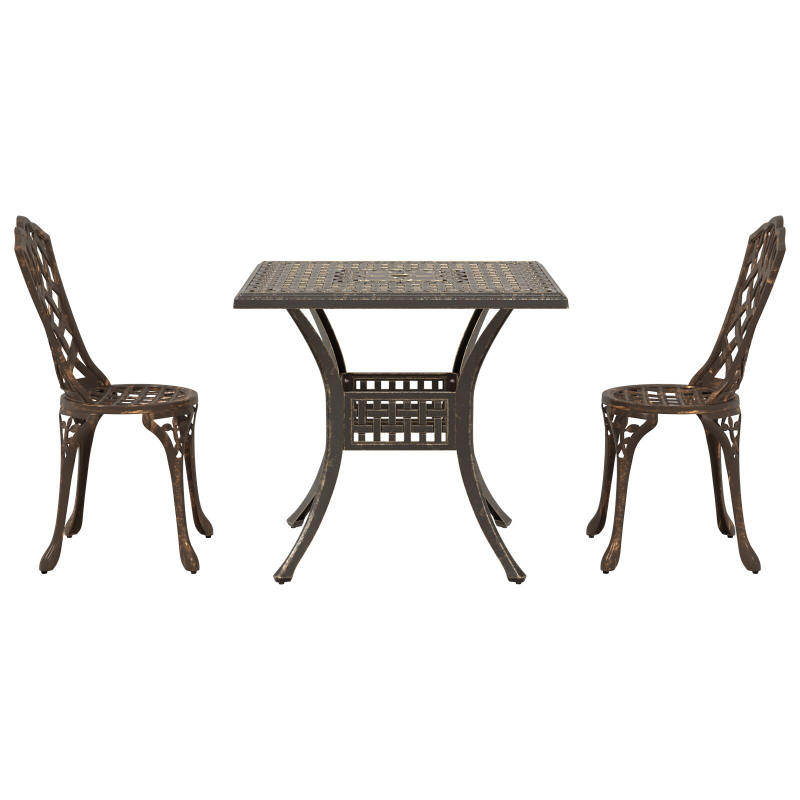 3-teiliges Garten Bistro Set in Bronze aus Gusseisen