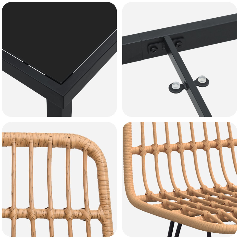 7-teiliges Garten-Essset Braunes Poly Rattan