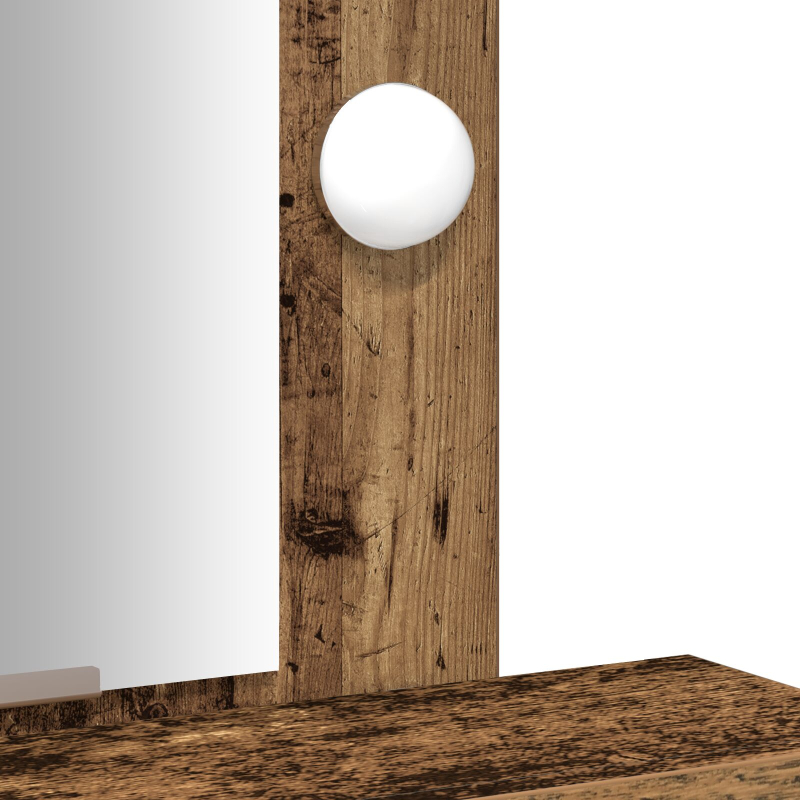 Schminktisch mit LED-Lichtern Altes Holz 50x41x140 cm