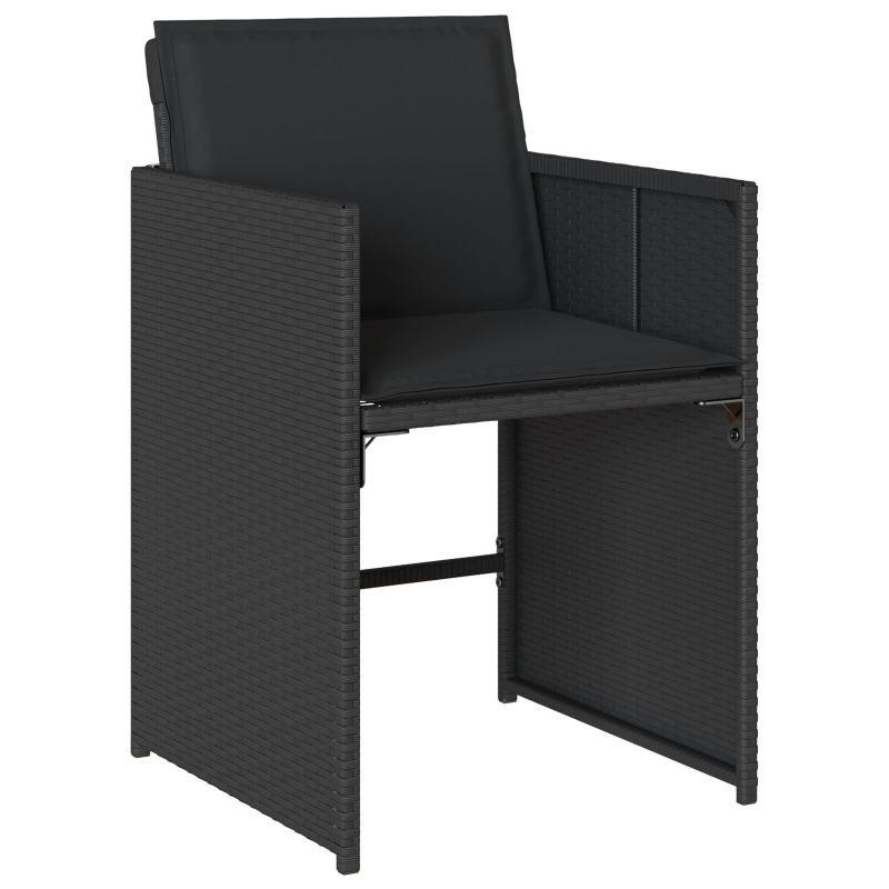 5-teiliges Garten-Essset mit Kissen Schwarz Poly-Rattan